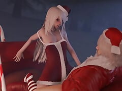 Cute Little Chrismas Slut Riding Santa In His Sled