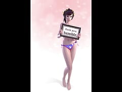 Topless D.Va Does a Cute Dance Saying Goodbye to Tumblr