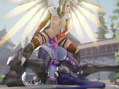 Mercy Fucks Widowmaker in the Ass With a Strapon and in the Pussy With a Dildo