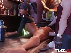 Pharah Does the Splits on a Bar and Gets Fucked From Behind