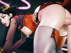 Devil Mercy's Tits Jiggle While She's Fucked from Behind by a Big White Cock