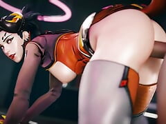 Devil Mercy's Tits Jiggle While She's Fucked from Behind by a Big Black Cock