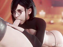 Tifa With Glasses on Passionately Takes a Big Cock in Her Mouth