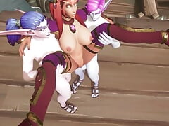 Two Futanari fuck ass standing double anal penetration - Warcraft Hentai Parody