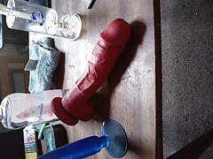 Chub swaps anal plug for realistic dildo