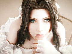 Aerith Shows Off Her Pretty Eyes While Sucking the Tip of a Huge Cock