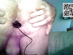 Anal E-STIM buttplug in Christopher Allen Fosters hungry hairy hole