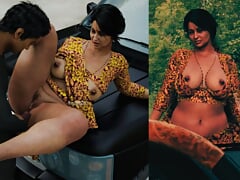 Indian sister-in-law in the jungle with a car driver