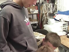 Threesome fuck in warehouse with hot and sexy horny gays