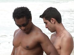 Wild beach fuck together with hot gay boys