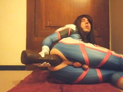 D.va riding huge black dildo until she cums